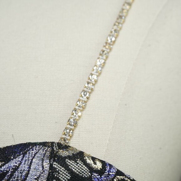 Vintage 70s Brocade Rhinestone Dress - Picture 7 of 13